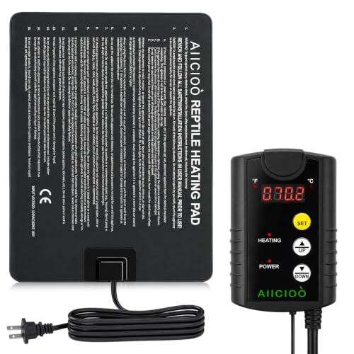 Aiicioo Under Tank Heater Thermostat - Reptile Heating Pad with Temperature Control Reptile Heat Mat for Combo Set for Hermit Crab Lizard Terrarium 16W
