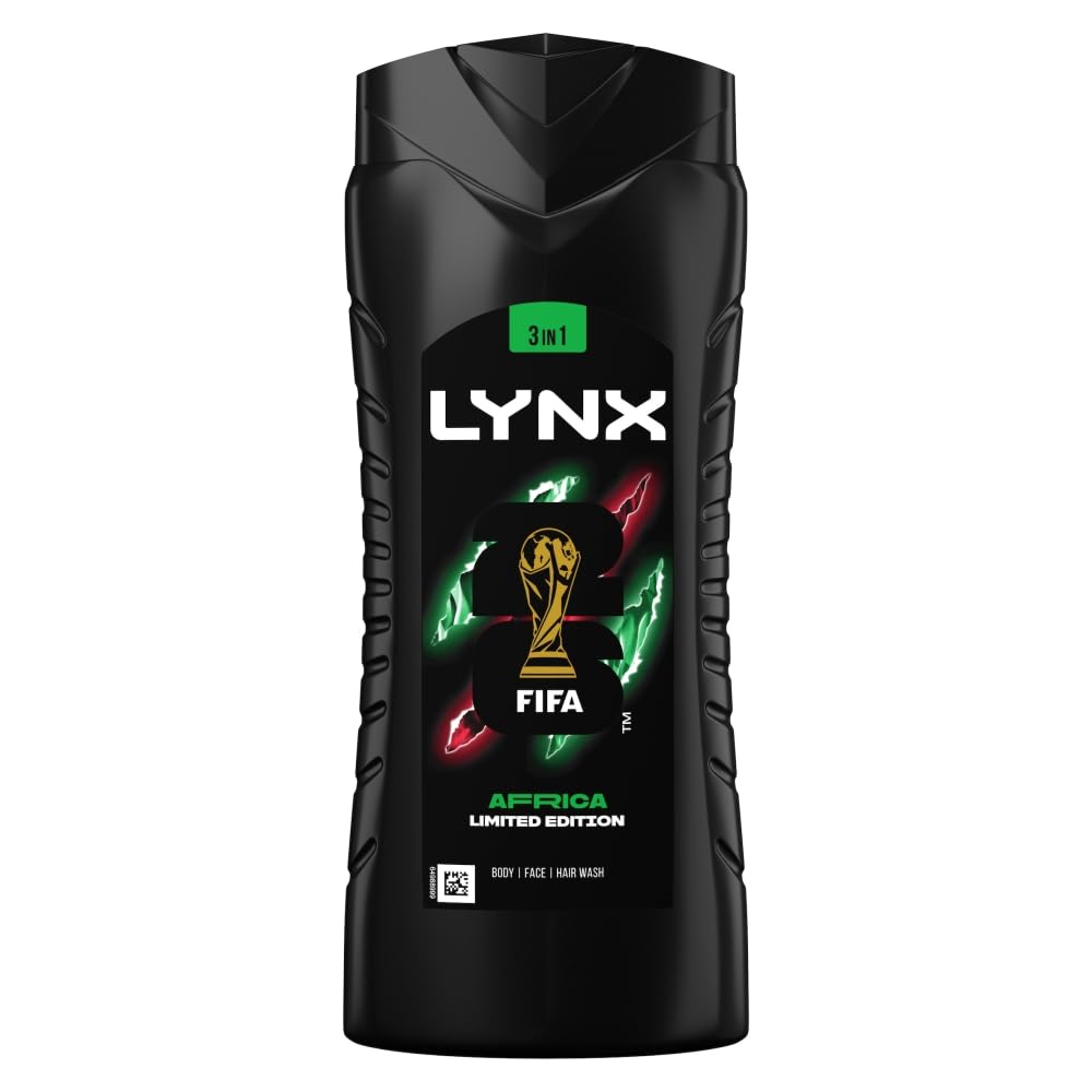 Lynx Limited Edition FIFA Africa 3-in-1 Body Wash shower gel with a mandarin & sandalwood fragrance for an all day fresh & clean feel 500 ml