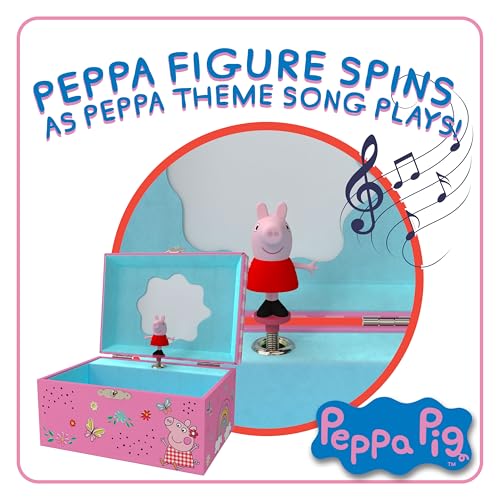 Image of Peppa Pig Jewelry Box for Girls Musical Jewelry Box with Spinning Figurine, Peppa Pig Toys for Kids Ages 3-5 Plays Peppa Pig Theme Song