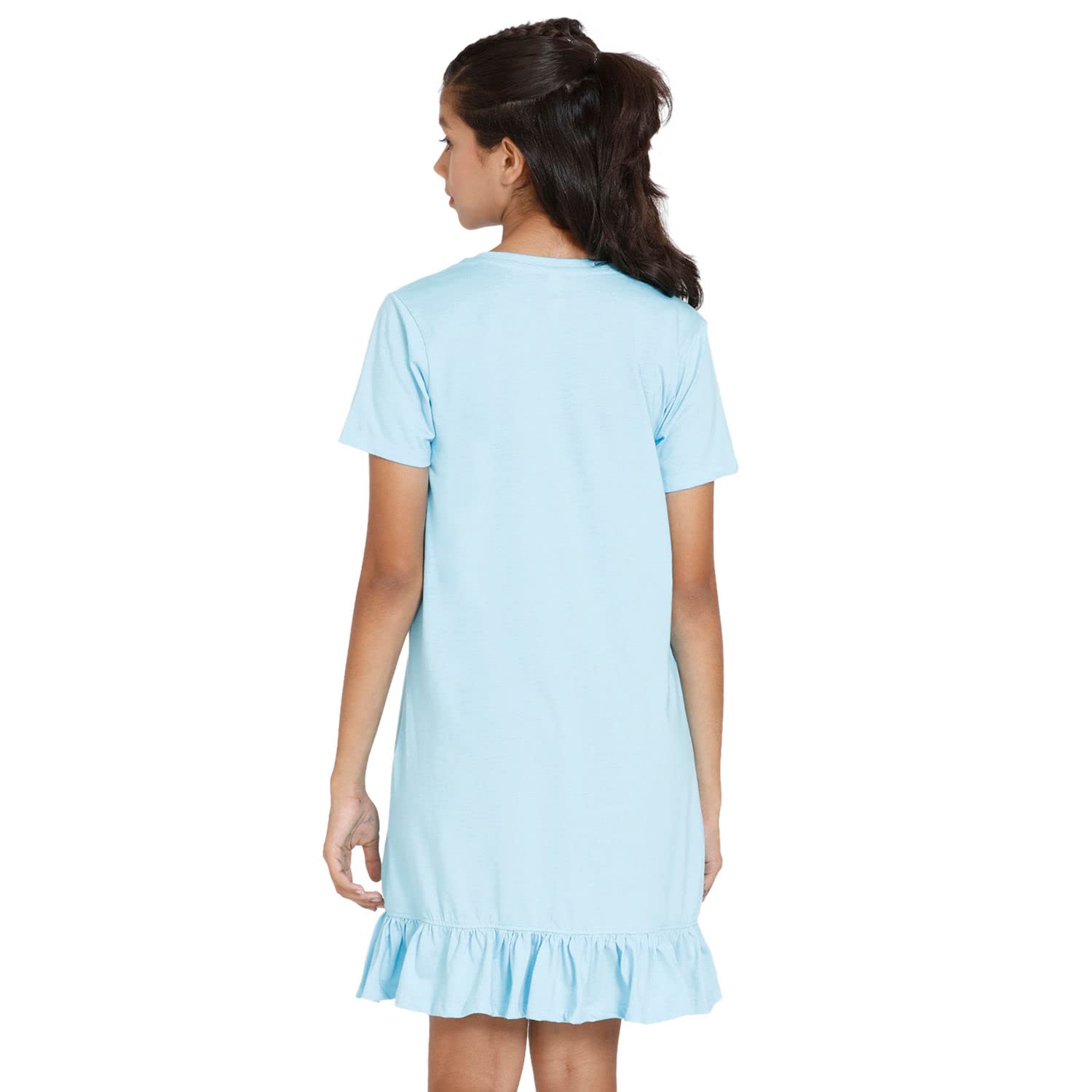 Zivame Girl's Cotton Blend Classic Nightgown (ZI62P6FASH0BLUEG000M_Blue_GirlM) 1