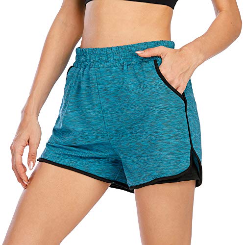 Wollet Short atlético de camada dupla para treino, academia, ioga, corrida, fitness, esportes, calça