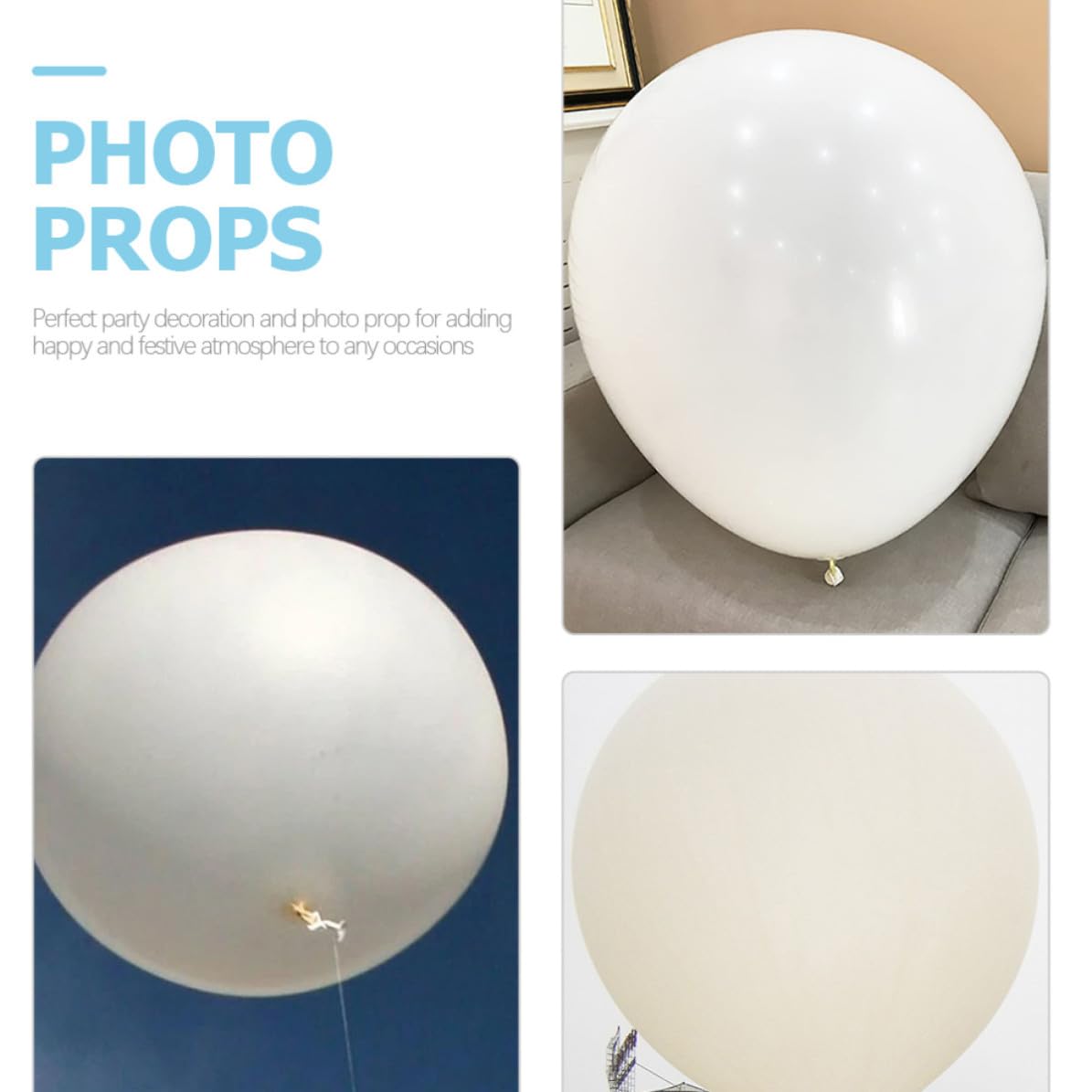 KICHOUSE Ballon Extra-large en Latex Blanc Rond 120 Pouces 300g pour Décoration de Fête et Accessoire Photo Shower Graduation