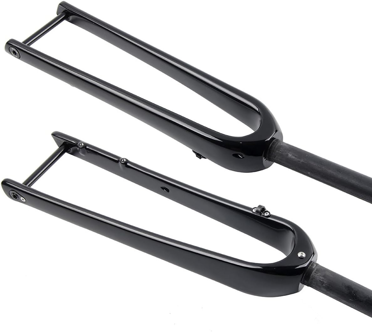 Gravel Bikes Rigid Fork Carbon Fiber Bike Front Forks 700C Road Bikes Disc Brake Forks 28.6mm 1-1/8'' Straight Tube 1-1/2''Tapered Tube Thru Axle 12 * 100mm(Gloss Gray,Straight)