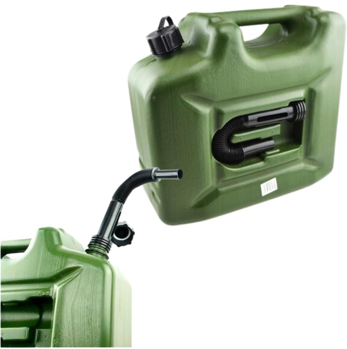 Jerrican Essence avec bec Verseur Olive 10 L | Bidon robuste et étanche pour essence ou diesel, pratique comme réserve de carburant et facile à transporter