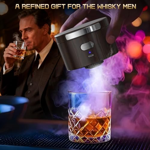 Electric Whiskey Smoker Kit with 6 Flavor Wood Chips, Old Fashioned Whiskey Gift Set, Cocktail Drink Smoker Kit Home Bar Accessories Tools, Anniversary Christmas Gifts for Men #4