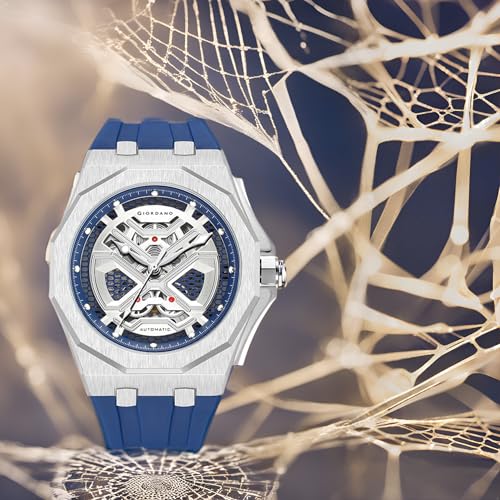 Image of Giordano Automatic Unique Watch for Men with Stainless Steel Case, Silicone Strap, Luxury Design & Water Resistant