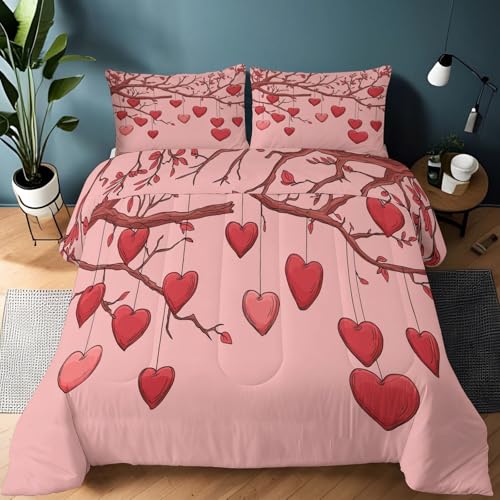 Edredón 260 x 220 cm con Estampado,Dibujos Animados Corazón Ilustración Edredón sin Funda Reversible Lightweight Warm Duvet Acolchado para Rosa - Adecuado para Todas Las Estaciones