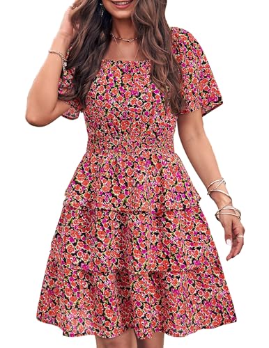Image of PRETTYGARDEN Women's Summer Floral Ruffle Short Dress