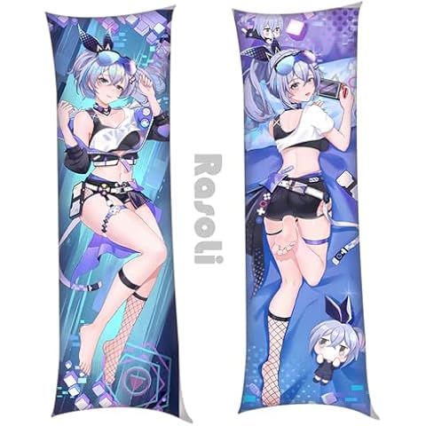RasoLi Anime Honkai Star Rail Game Body Pillow Case Cover (59.1x19.7in/150x50cm) Double-Sided Printed Peach Skin Hugging Dakimakura (Silver-Wolf), Standard Cover