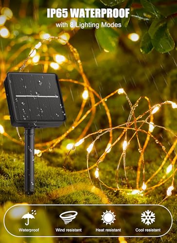 Brightown Solar String Lights, Solar Fairy Lights with 8 Modes, Waterproof Solar Lights for Outside Patio Yard Tree Wedding Christmas - Image 3