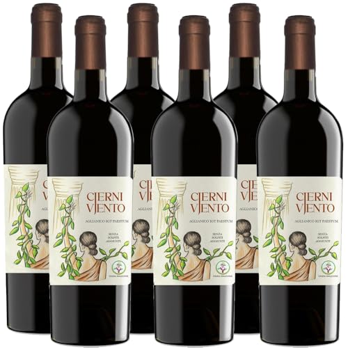 Aglianico Igt Paestum | Cjernivjento | 6 Bottiglie 75Cl | Vino Rosso Fermo Senza Solfiti Aggiunti | Uve da Allevamento Biologico | Parco Nazionale del Cilento | Produzione Naturale