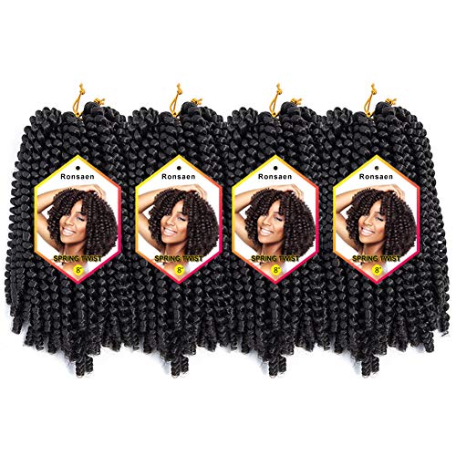 Ronsaen 8 Inch 4 Packs Spring Twist Hair Real Kanekalon Synthetic Crochet Braids Braiding Hair Extensions (8"4Packs,#2)