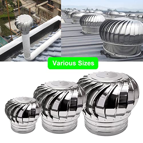 Ventilatore da tetto in acciaio inossidabile 304 senza alimentazione, presa d'aria da tetto per ventola con tappo di sfiato a prova di perdite, turbine eoliche Presa d'aria da soffitta Turbine di vent