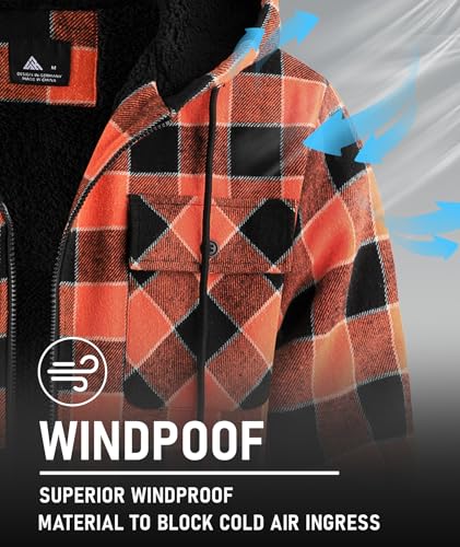 Image of GEEK LIGHTING Men's Flannel Shirts Jacket Sherpa Lined Fleece Plaid Hoodie Long Sleeve Winter Warm Coat