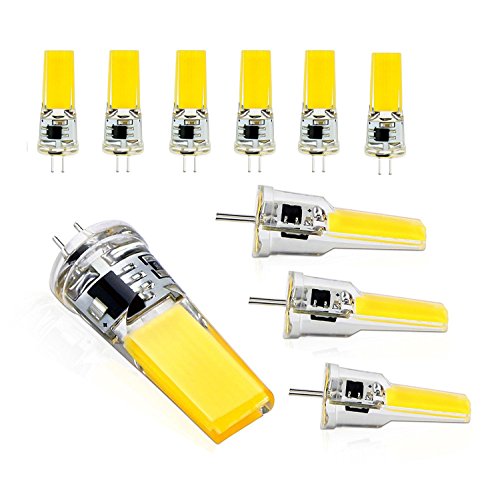 Azanaz Conjuntos de 10 Bombillas LED G4 12V 6W Halógena Blanco Frío equivalentes de 60W lámparas halógenas,220-240V,1508COB,SMD,No regulable