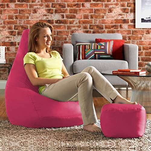 Bean Bag Bazaar Sitzsack mit hoher Rückenlehne und Fußhocker, 113 cm x 50 cm, wasserabweisend, für drinnen und draußen – Bild 4