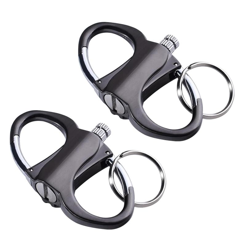 Keychain Lighter, Permanent Match Infinity Lighter with Keychain, Metal Key Chain Lighters Waterproof Matches, Emergency Fire Starter Striker Set for Camping, Outdoor (2, Black)