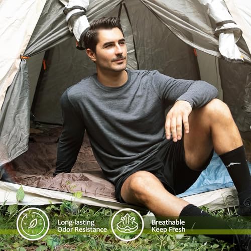 Merino Protect 100% Merino Wool Base Layer Mens Soft Long Sleeve Shirts Odor Resistance Thermal Underwear for Hunting Hiking4