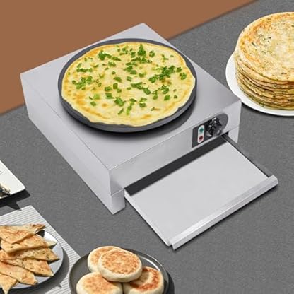 220V Professional Crepesgerät mit Holzverteiler Elektro Crepes Maker 3000W Crepeseisen aus Edelstahl mit 40cm Platte Crepesplatte,für Pancakes Omelettes Restaurants Snackbars – Bild 5