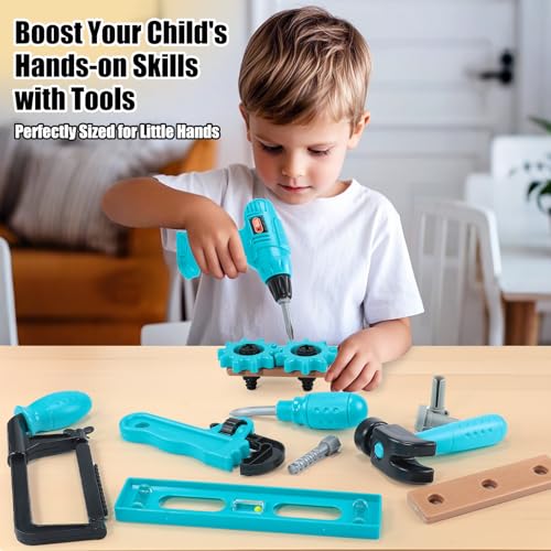 Kids Tool Set – Pretend Play Toddler Tool Set with Tool Box, Toy Drill, Hammer, Screwdriver，Screw Construction Kits, Educational Tools for Kids Ages 3,4,5,6,7 Years Old, Boy Girl Toy by GAIETYDIY - Image 2
