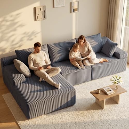 Lifelink 108 Boneless Couch L-Shaped - Modular Sectional Couches for Living Room Cloud Sofa with Deep Seat High Back Oversized Left Facing Chaise No Assembly Required