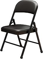 KAOCHA Black PU Leather Padded Folding Chair - 330lbs Steel Frame, Ergonomic Comfort, Portable Stackable for Events, Office, Patio (1 Pack)