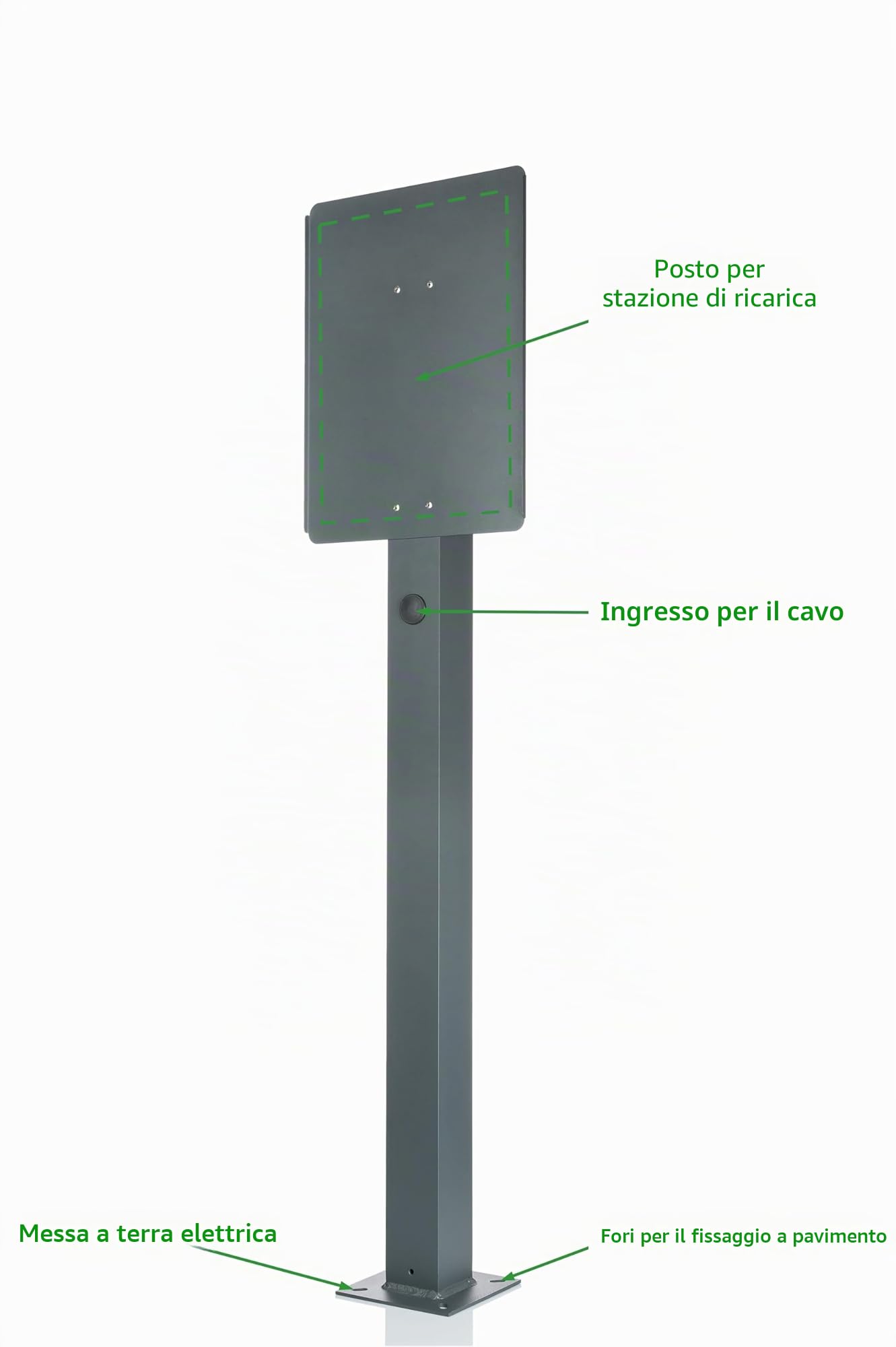 Supporto universale di alta qualità per Wallbox in alluminio. Colonna di supporto per stazioni di ricarica per veicoli elettrici
