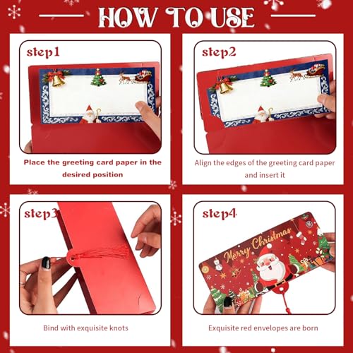 Atsmoce 6 Stück Weihnachtsüberraschung Geldhalter, Geldgeschenke Weihnachten, Weihnachts-Geld-Oder Geschenkkartenhalter, 10 Fächern, mit 6 Christmas, New Year grußkarten