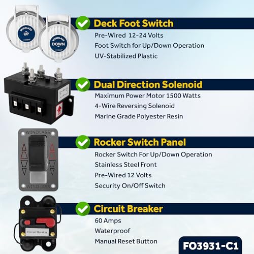 image for Five Oceans Vertical Windlass Kit, Boat Anchor Windlass Pacific 600 Wa