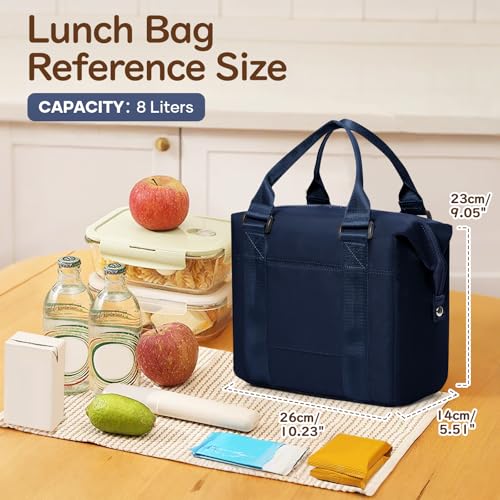 Image of coowoz Lunch Box for Women Insulated Adult Lunch Tote Cooler Bag loncheras para mujer Lunchbox Lunchbag for Men Work Picnic Office Beach Sapphire Blue