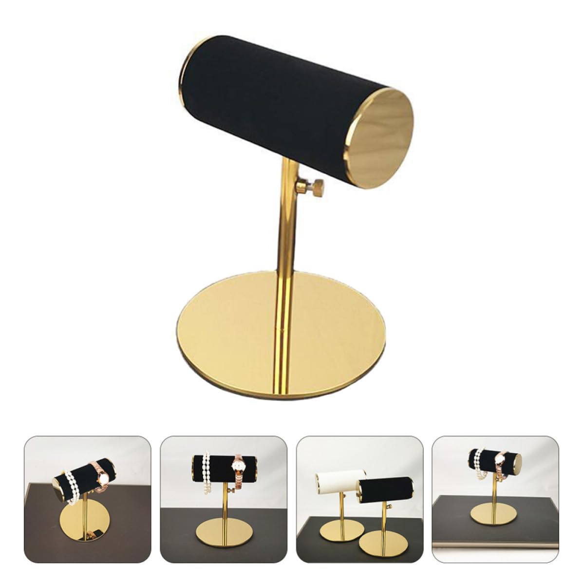 Uhrenhalter aus Metall mit Flanell, Edelstahl, Schwarz für Aufbewahrung | Praktischer Uhrenständer für Laden und Schminktisch, Elegante Präsentation, Leichtes Design, Schwarzes Finish