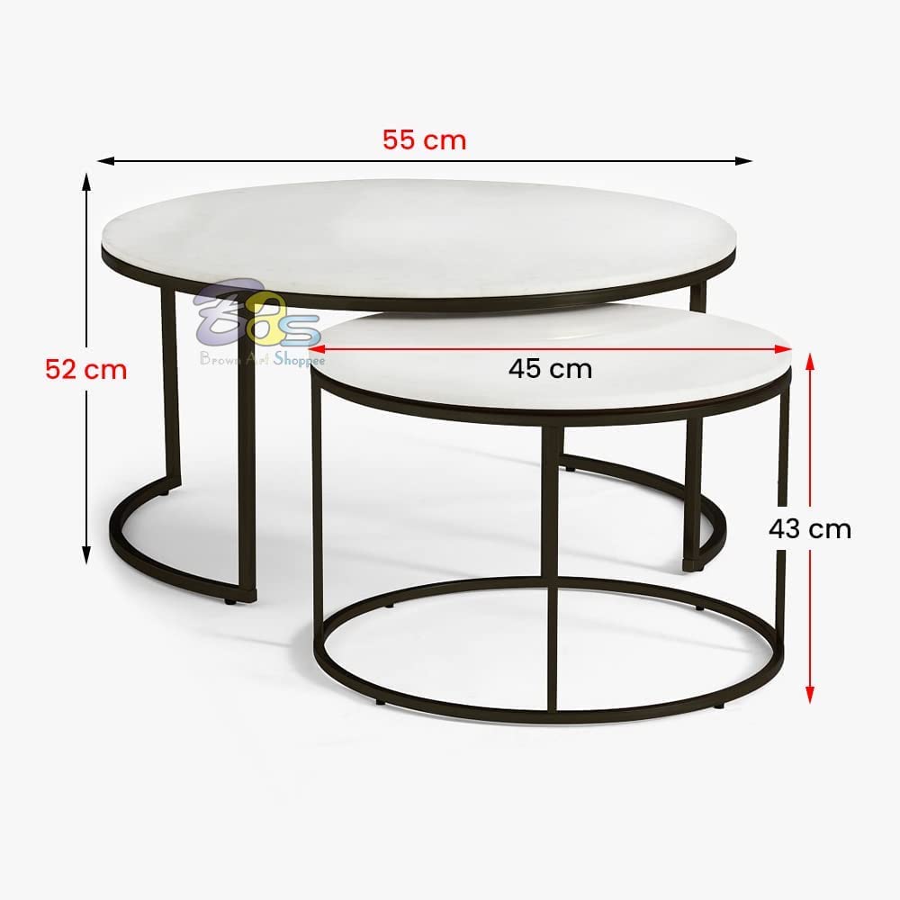 Brown Art SHOPPEE Home Décor Furniture Round Coffee Table Sets,2 Piece MDF Top Couch Table,Stacking Nesting Table with Iron Frame for Living Room Living Room or Lounge (Gold & Black) 1