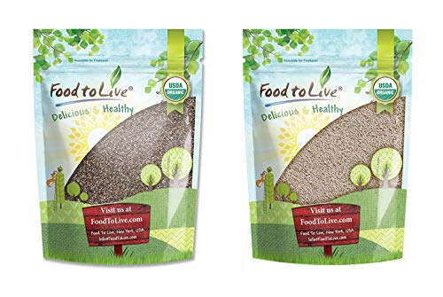 Organic Chia Seeds Bundle  Organic Black Chia Seeds, 8 Ounces and Organic White Chia Seeds, 8 Ounces - Non-GMO, Kosher, Raw, Vegan, Great for Cereals and Smoothies