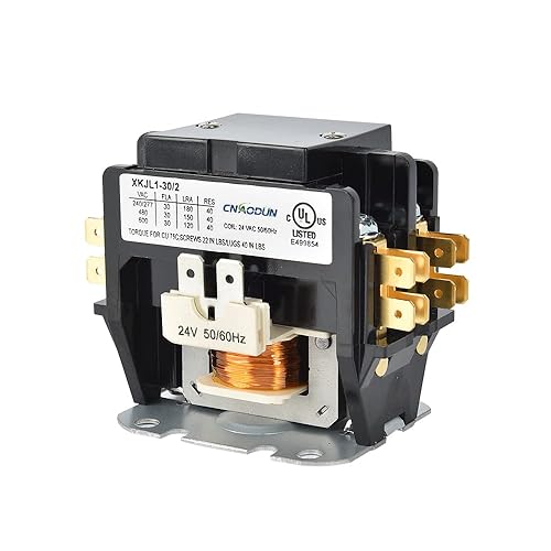 Contactor HVAC, CNAODUN 30 Amp 24V bobina 2 polos aire acondicionado Contactor compatible con condensador, compresor, aire acondicionado, sistemas