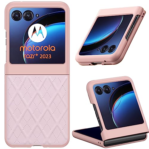 Miimall Moto Razr 40 Ultra ��p �I�V���� �P�[�X Moto Razr 40 Ultra �J�o�[ �i�q�͗l �C�菝�h�~ PC�ޗ� �y�� �h�Ռ� �ی�P�[�X Moto Razr 40 Ultra �ی�J�o�[(�s���N)