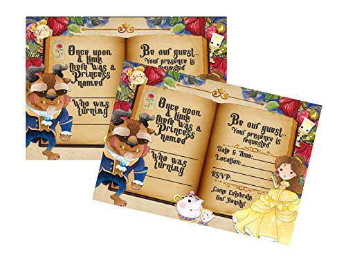 Silly Goose Gifts Be Our Guest - Beauty and the Beast Book Party Decor Invitations Supply Set (Be Our Guest Invite)