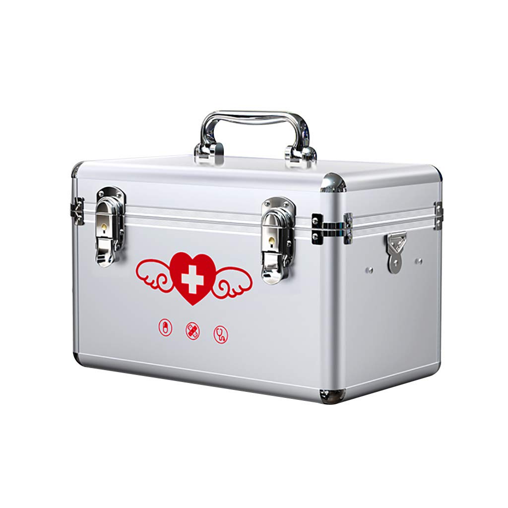 TrUkd Cassetta Medica Kit di Pronto Soccorso Cassetta di Pronto Soccorso con Serratura Cassetta di Sicurezza per medicinali con Maniglia Portatile per Auto, casa, Viaggi, Campeggio, Ufficio o SPOR