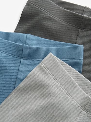 NEXT Gerippte Leggings, 3er-Pack Blau/Charcoal 12 Monate