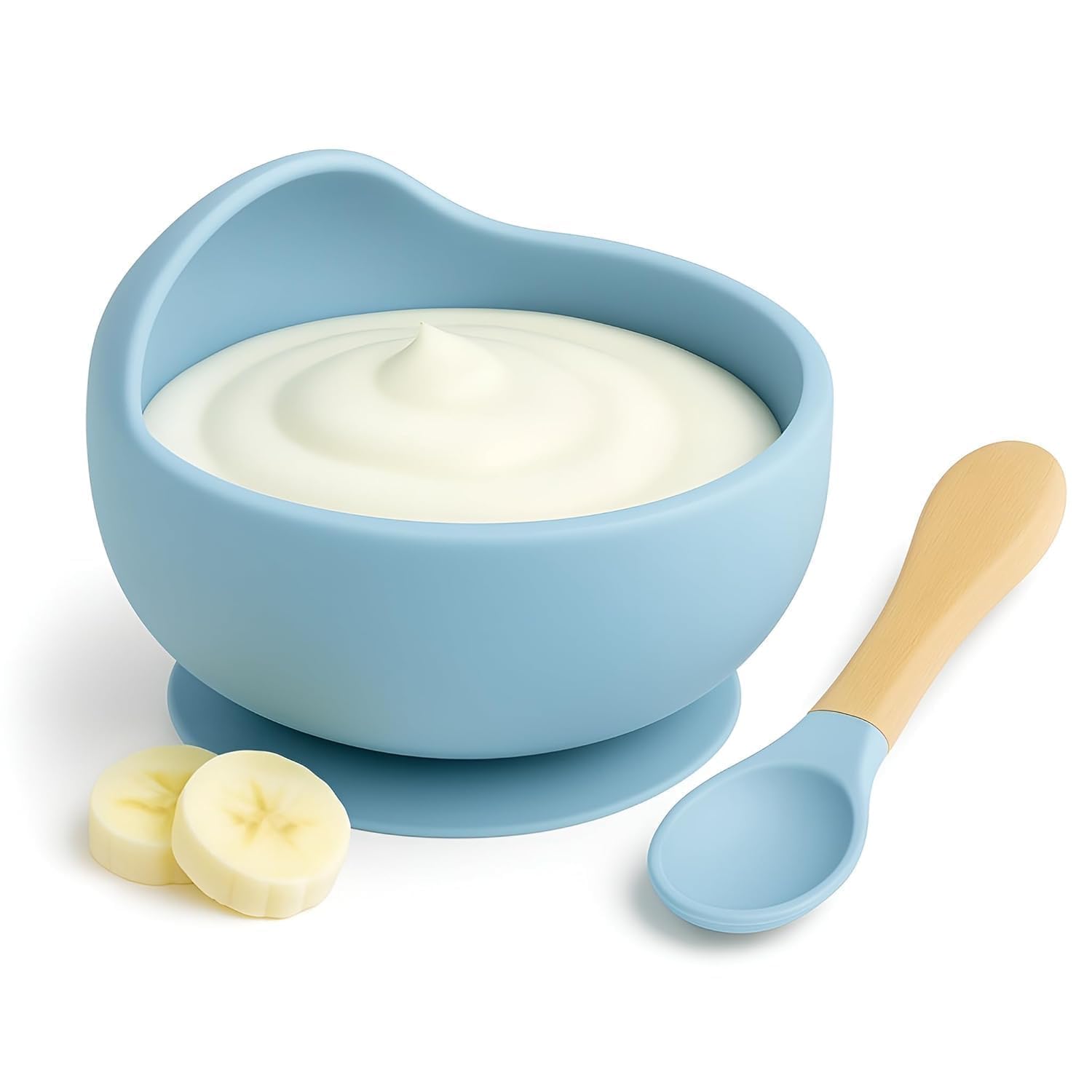 Baby Silicone Feeding Bowl & Spoon Set | BPA Free Food Grade Silicone | Strong Suction Base | Baby Led Weaning (BLW) Bowl | Non-Slip, Dishwasher Safe | Self-Feeding Bowl for Infants & Toddlers-image-8