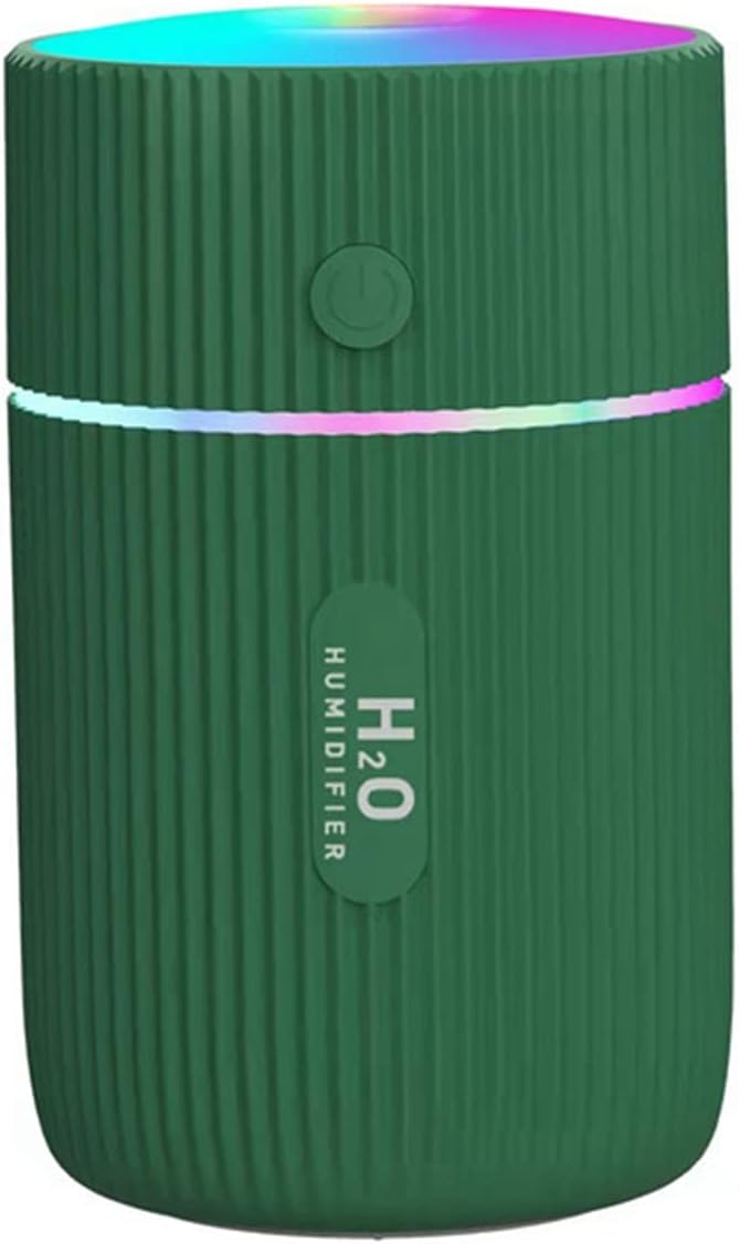 Mini humidificador de aire USB difusor de aceite esencial purificador de coche para el hogar Aroma aniónico Mist Maker con luz nocturna LED para oficina, habitación de bebé, coche (verde)