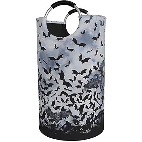 YISONG Round Laundry Basket, Goth Bats Laundry Hamper Bucket Collapsible Clothes Bag Storage Bins for Bathroom Organization Washing Bin Sorter Dirty Clothes Blanket with Handles Laundry Box Cover