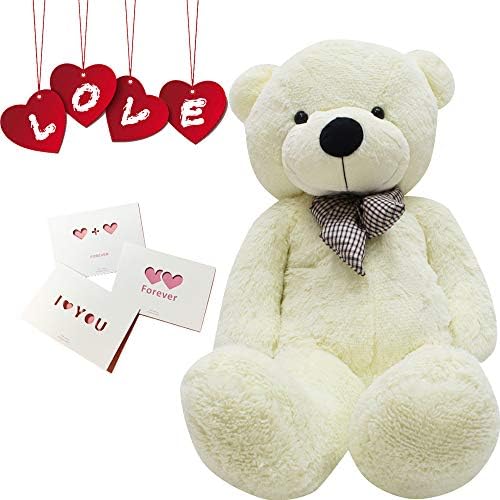 Happy Island Big Cute Plush Teddy Bear Huge Plush Animals Teddy Bear Girl Children Girlfriend Valentine's Day White (White, 31 inch)