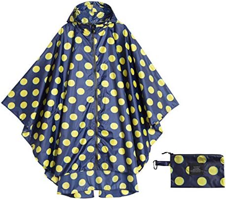 Womens Rain Poncho Waterproof Raincoat with Hood Zipper Outdoor Hiking Biking