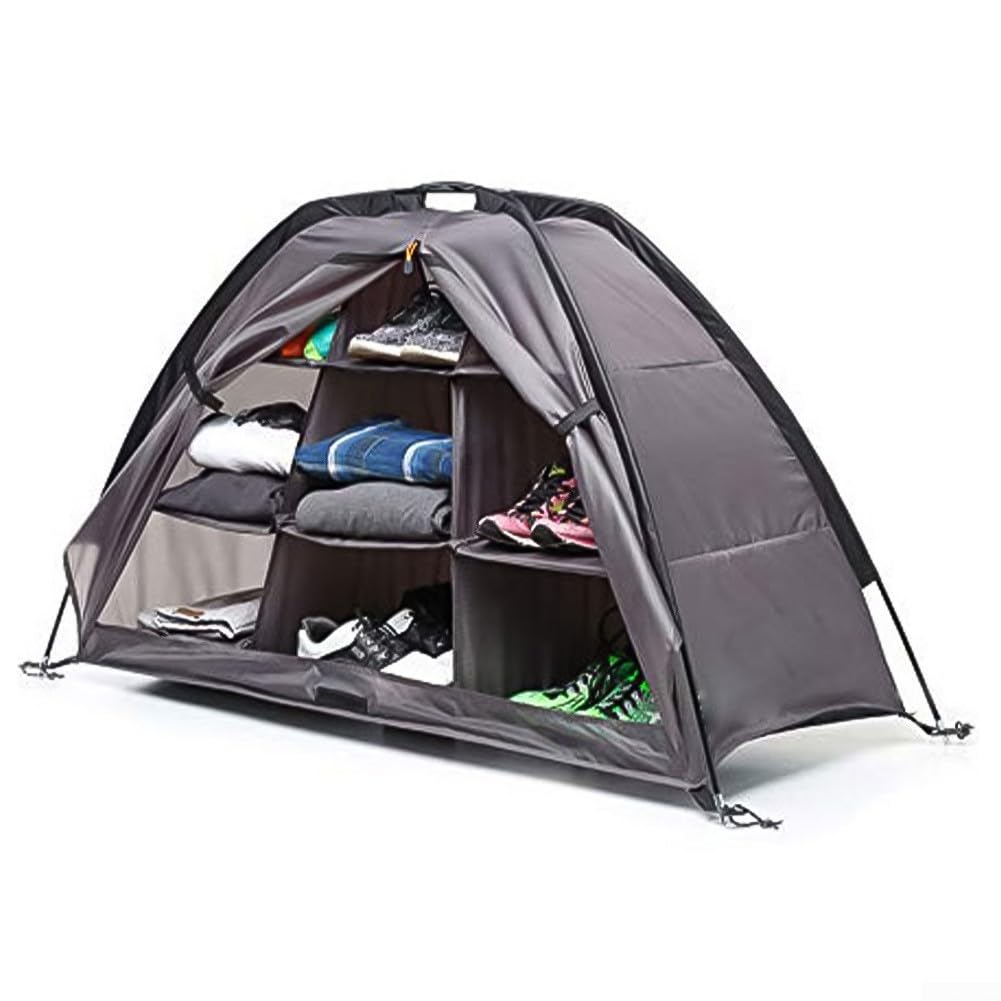 Organizer pieghevole per scarpe da campeggio a 9 ripiani, in tessuto Oxford, per vestiti da tenda e attrezzatura per camper, comò da campeggio leggero con cinghie a terra per viaggi all'aperto ed