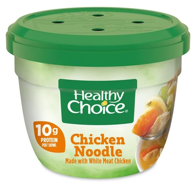 Healthy Choice Chicken Noodle Soup, Microwave Bowl, 14 oz + King Combo QR Code pack of (2)