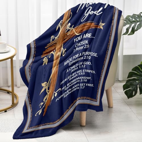 Gifttweave Christian Gifts for Men - Religious Throw Blanket with Bible Verse 60"x50", Religious Gifts for Man Dad Grandpa Pastor Husband Boyfriend, Man of God Gift for Men.