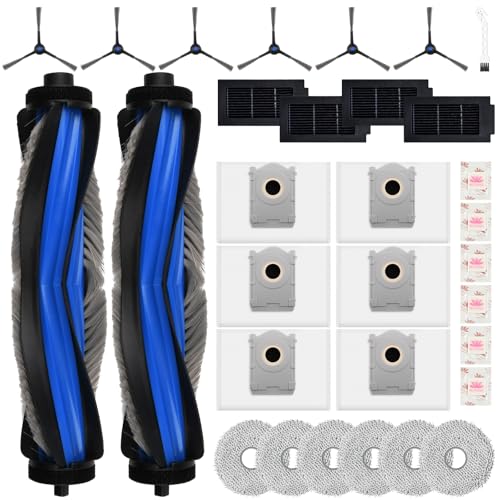 Pure Realm 31 Stück Zubehörset für Ecovacs Deebot T50 Omni/T50 Pro Omni/T50 Pro Omni Gen2/T50 OMNI Gen2, 2 Hauptbürste 6 Staubbeutel 6 Wischtücher 6 Seitenbürsten 4 Filter,Ersatzteile Zubehör
