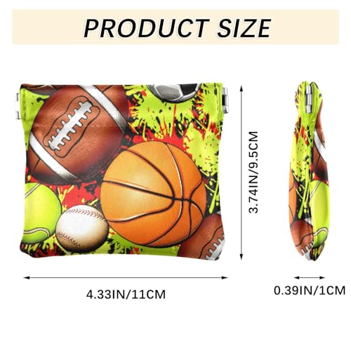 Sports Balls Coin Purse Leather Pouch Change Purse, Squeeze Coin Pouch for Cards, Keys & Lipsticks, Unisex3