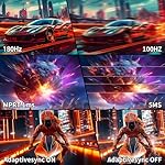 SANSUI 32-Inch Curved Gaming Monitor WQHD 2560 x 1440 180Hz Curved 1500R -1ms(OD), HDR, 300nits, sRGB 125%, DCI-P3 95%, FreeSync, HDMI x2, DP1.2x2(ES-G32C3 DP Cable Included) - Image 5