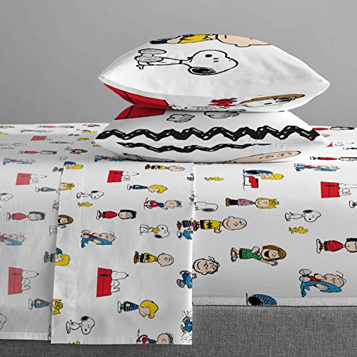 Jay Franco Peanuts Classic Pals 7 Piece Full Bed Set - Includes Reversible Comforter & Sheet Set - Bedding Features Snoopy & Charlie Brown - Super Soft Fade Resistant Microfiber #TOP4